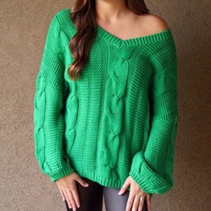 NWT Green Cable Knit Sweater